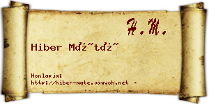 Hiber Máté névjegykártya